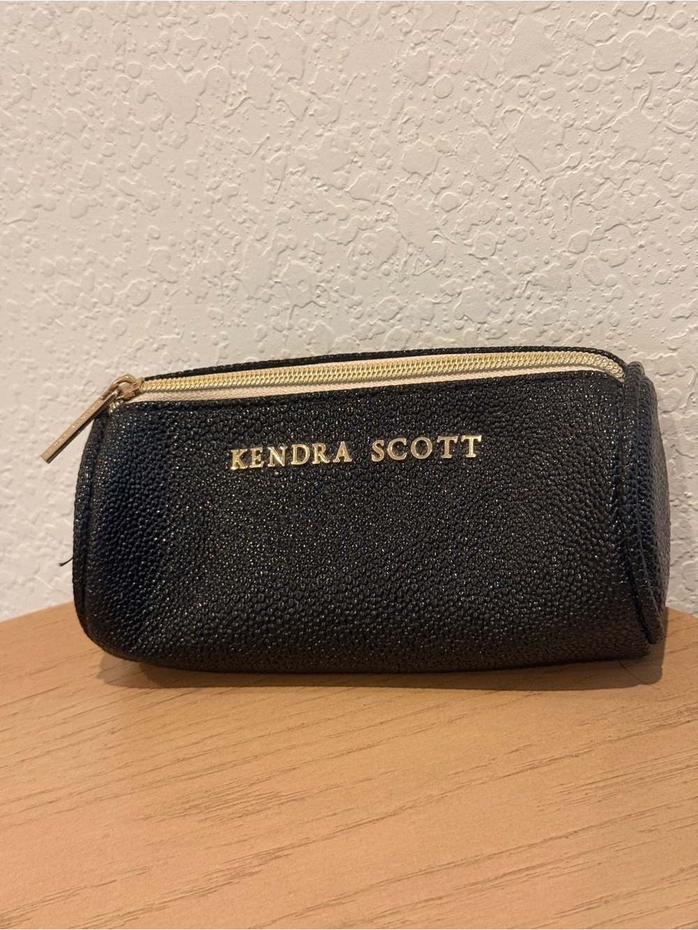 Kendra Scott Black Cosmetic Zip Pouch with Gold Hardware